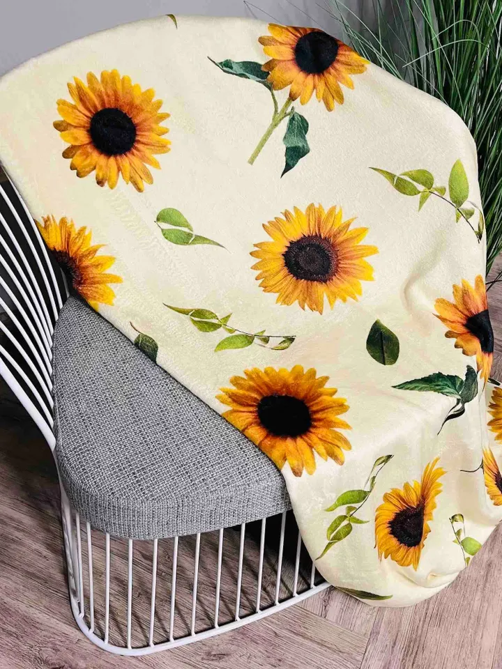 Sunflower throw blanket / floral blanket / yellow blanket / boho blanket / sunflowers fleece / flowers blanket / sunflower decor