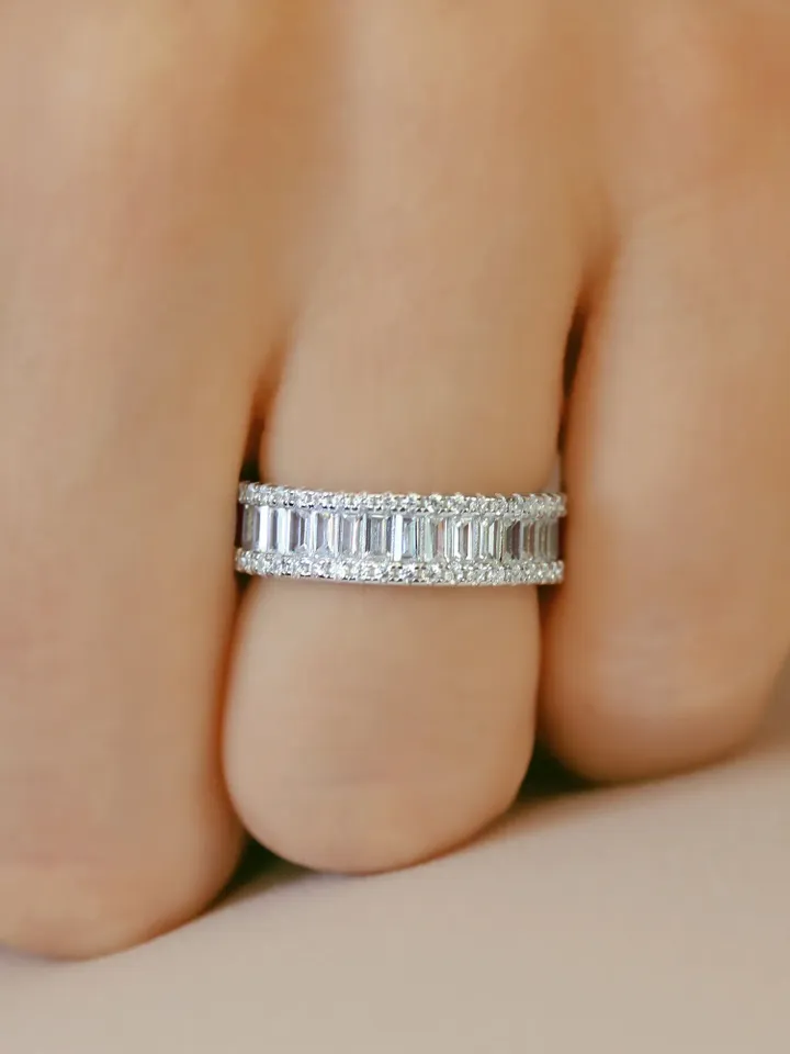WEDDING RING BANDS | Moissanite Baguette Ring Band | Ring For Engagement | Bridal Wedding Ring | Unique Design 4.5 Ctw 14k Gold Ring