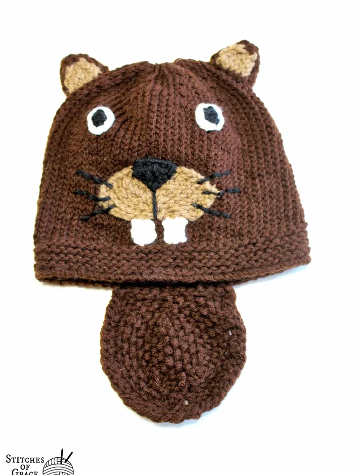 Knit Yarn Beaver Hat, Halloween Costume Ideas for Kids and Adults, Knitted Winter Hats for Children, Crochet Animals for Babies, Animal Face
