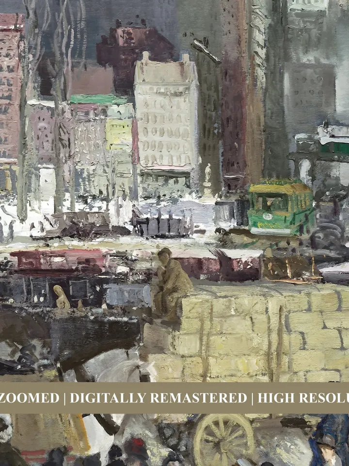 NYC Vintage Print, Cityscape Painting Printable Art, Conceptual Antique Wall Decor Downloadable, Digital | 39