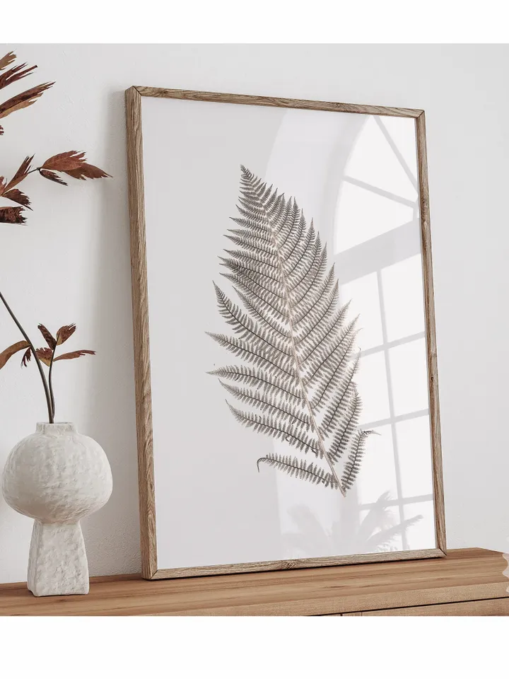 Vintage Fern Leaf Botanical Art, Printable Farmhouse Wall Art For Living Room | 337