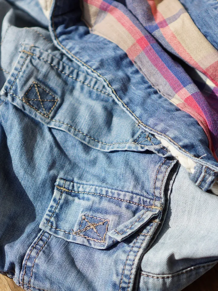 Blue jeans ,old denim bag sack . Upcycling