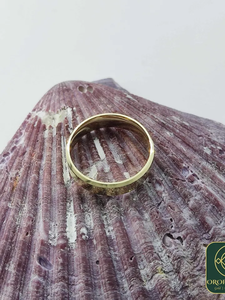 14K 5MM Gold Classical Hollow Wedding Band Men Women Hers His Custom Made Marriage Band Ring Beveled Shape Comfort Fit made to order