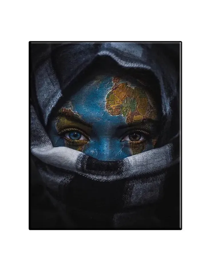 World map Print on Canvas , Floating Frame Option, Modern Wall Art, Extra Large Canvas Wall Art