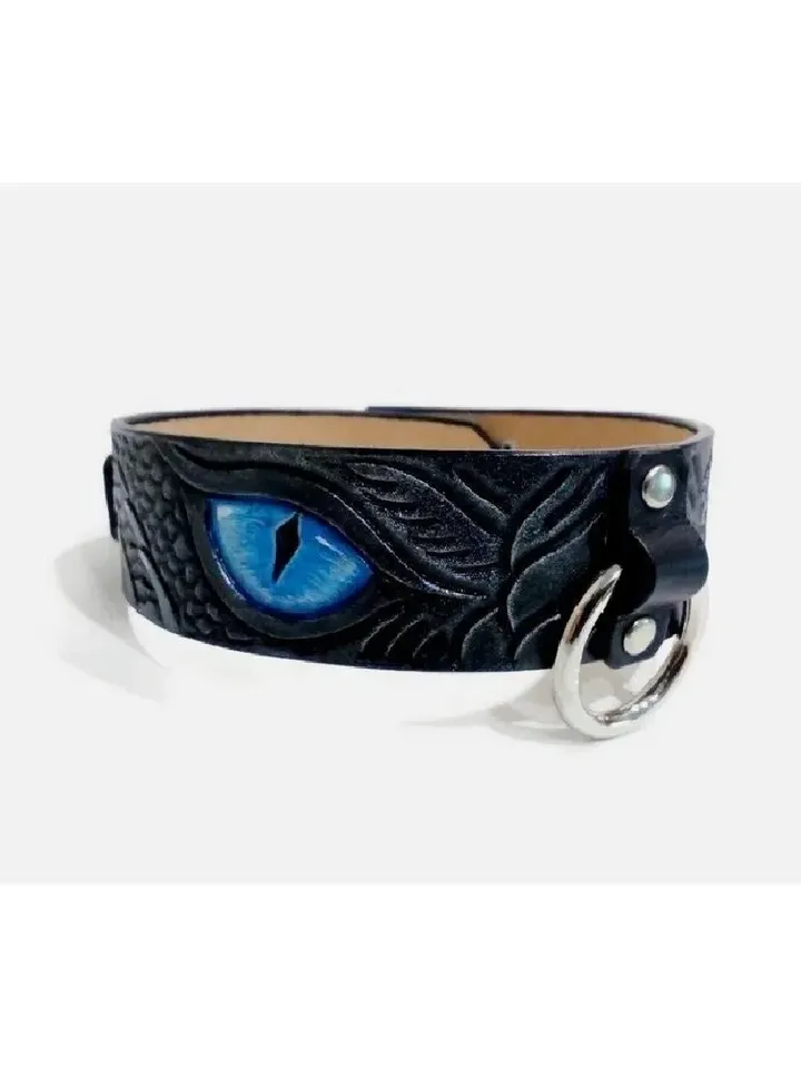 Dragon leather slave collar for women Submissive bondage bdsm collar