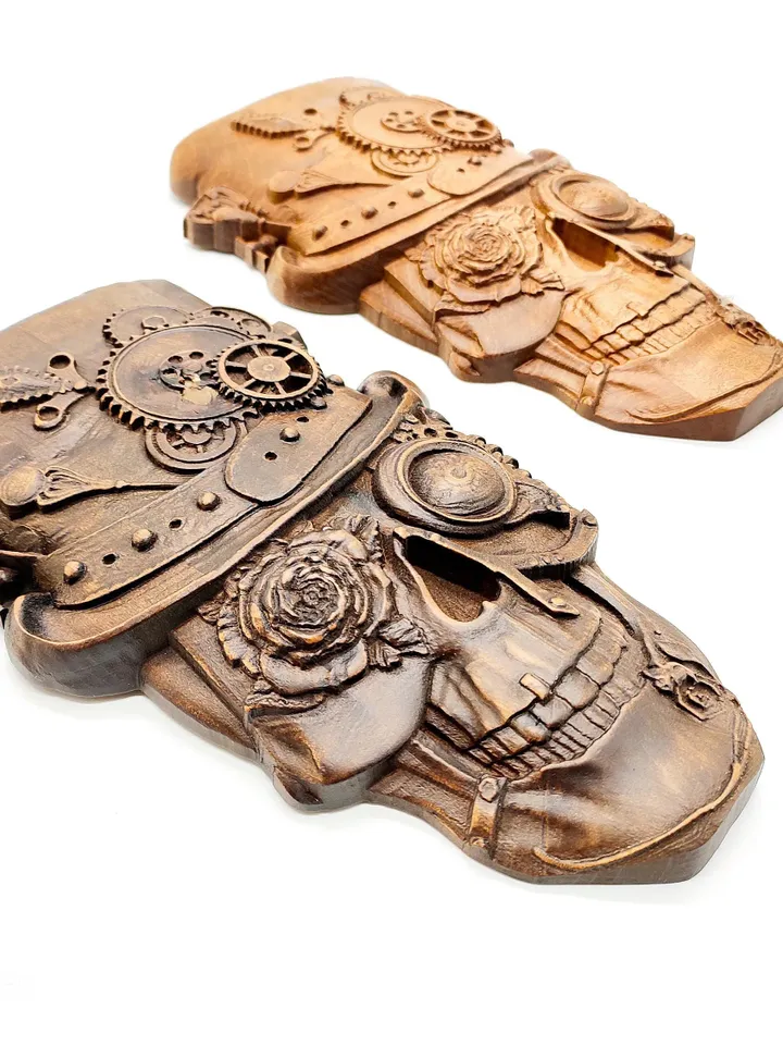 Wood sugar skull, Wooden skull tiki mask, wall decor, wall panel, wooden wall panel, wooden mask, wooden skull mask, carved mask