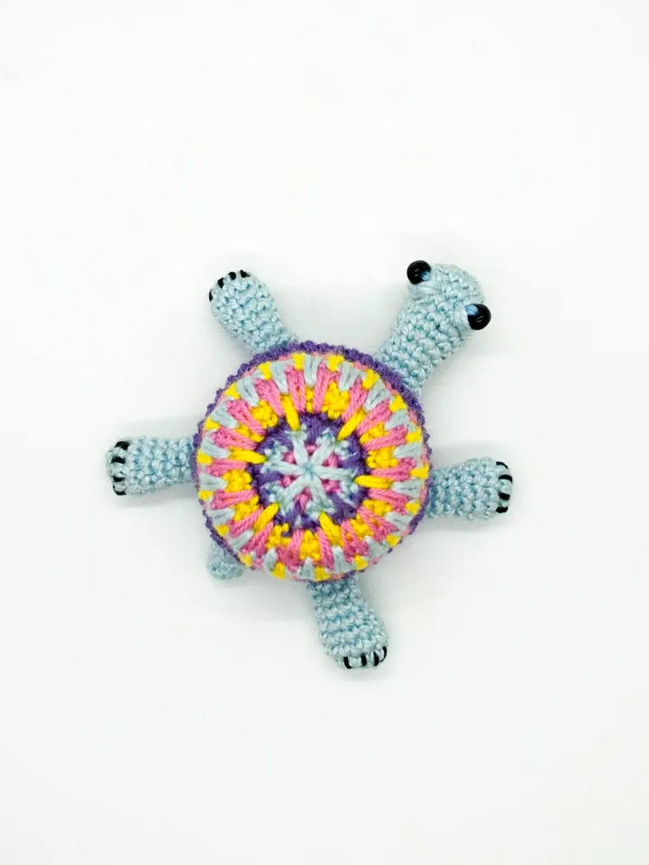 Miniature crochet turtle multicolor, Anxiety pet turtle, Turtle keychain or Car mirror pendant, Colorful Squishy toy