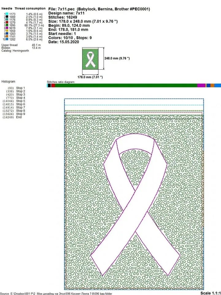 Machine embroidery design In the Hoop trapunto Cosmetic bag Cancer Awareness Ribbon Zip bag ITH zippered travel bag File Instant Download