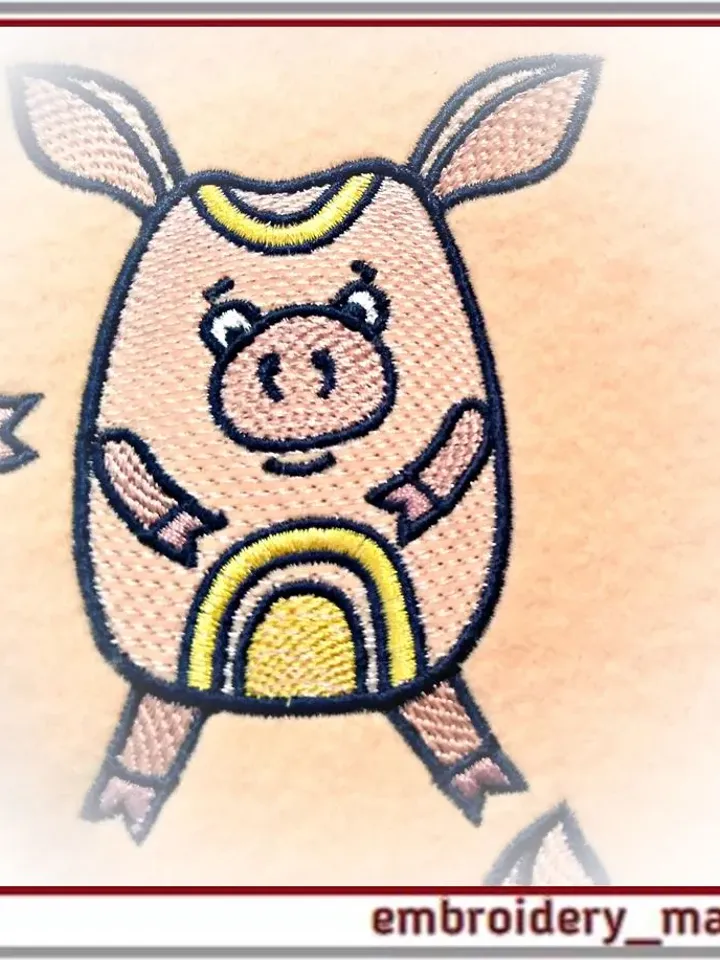 Machine embroidery design for child Cheerful pig 2