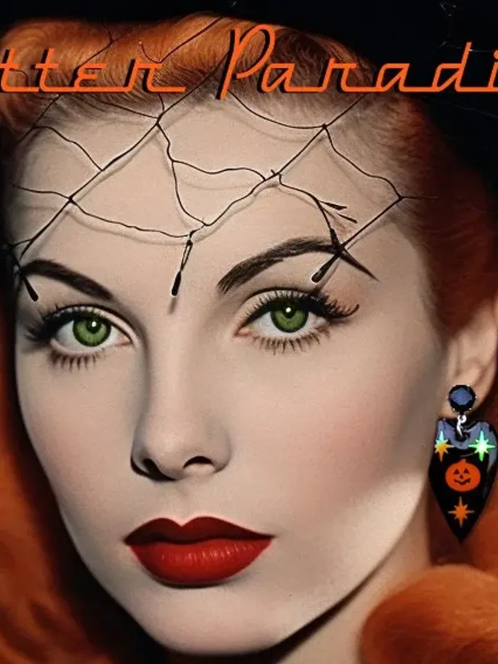 Atomic Pumpkin Love - Earrings - Pumpkin Jewelry - Halloween Earrings - Halloween Jewelry - Retro Halloween - Pumpkins - Glitter Paradise®