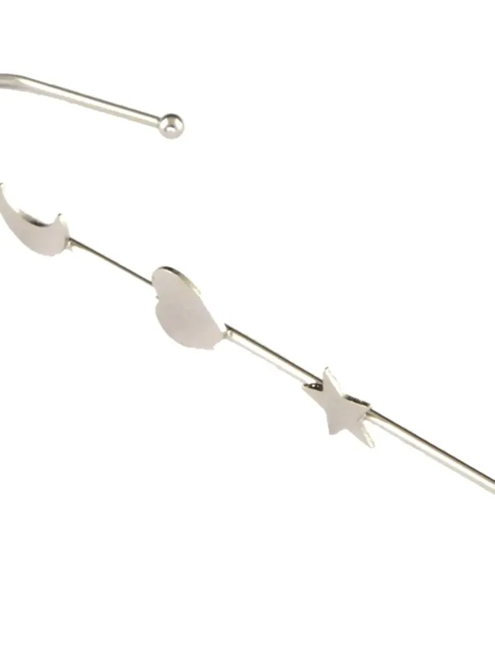Edgy Ear Hook with Stars, Ear Wrap Crawler, Hook Earrings, Single Earring, Pin Ear Cuff,  Edgy Pin Hook Ear Cuff, Star Ear Climber Earrings