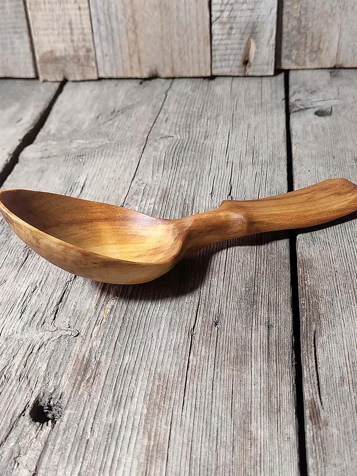 Handmade wooden eating spoon Hand carved birch wood spoon Camping spoon Hiking wooden spoon Soup spoon Diner wood spoon