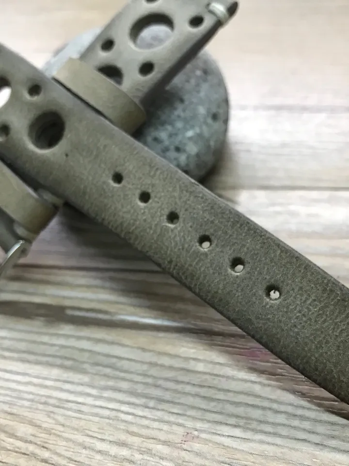 Leather watch band, leather watch strap, Vintage Gray watch band, Rally Leather Watch strap, Racing watch band - 19/20mm lug, FREE SHIPPING