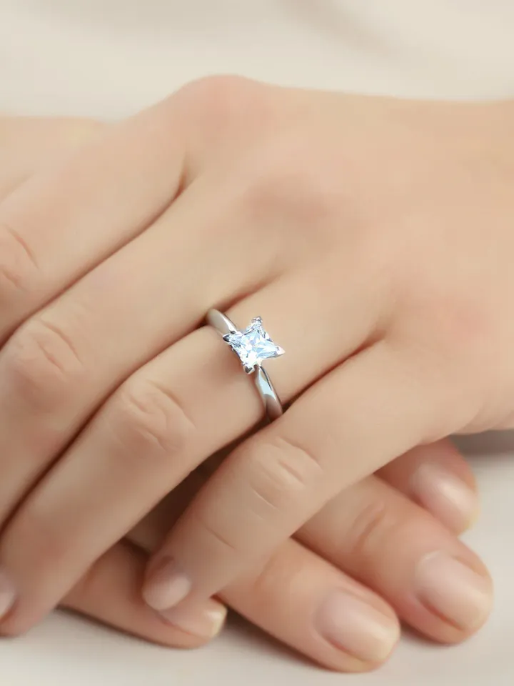 PRINCESS CUT RING | Moissanite Diamond Engagement Ring | Princess Cut Moissanite Ring |14k Solid Gold Cut Diamond Ring | Gift For Wedding