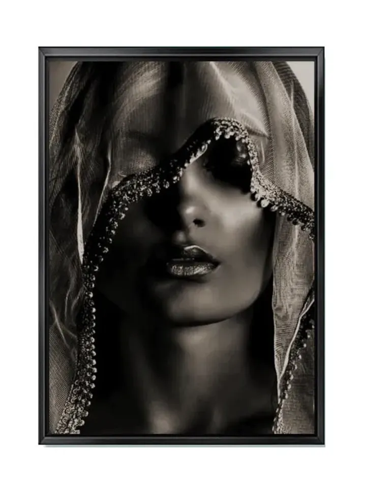 Veiled Woman Print on Canvas , Floating Frame Option, Modern Wall Art, Extra Large Canvas Wall Art