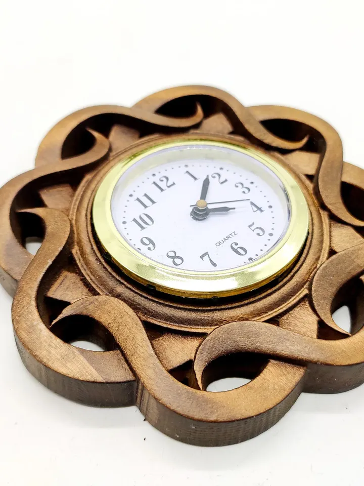 Small wooden clock, wall clock, Rustic wall clock, Wooden wall clock, Wooden Carver Panel, Wooden wall decor, carved wood wall art