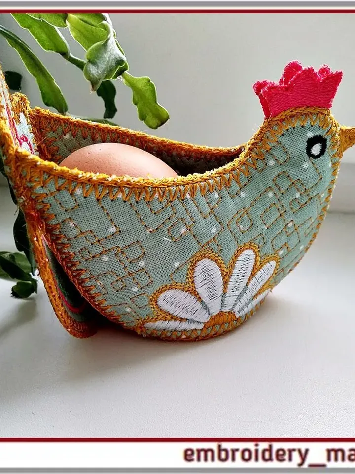 In the hoop embroidery design basket chicken