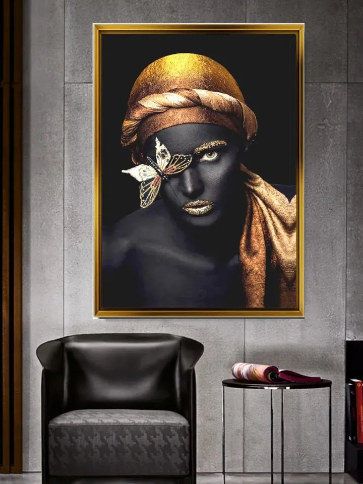 African Woman Print on Canvas , Floating Frame Option, Modern Wall Art, Extra Large Canvas Wall Art