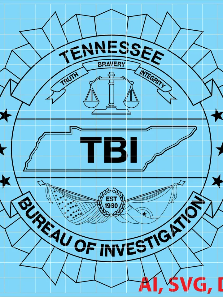 Tennessee Bureau of Investigation Logo, Seal, Badge, Custom, Ai, Vector, SVG, DXF, PNG,