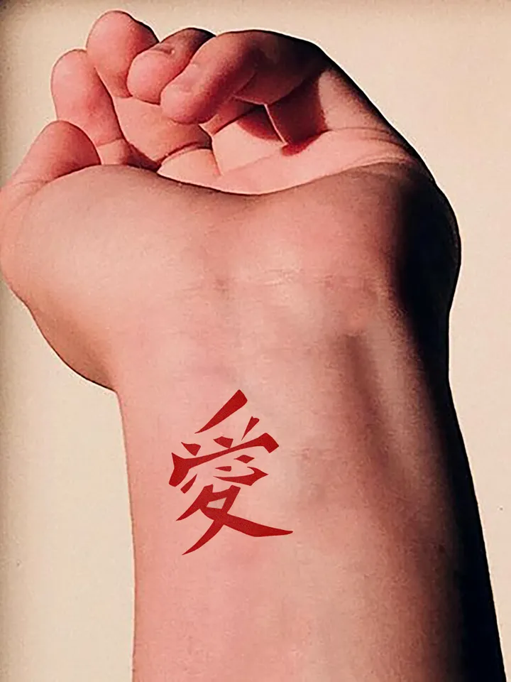 Gaara fake tattoo Naruto anime manga Temporary red sticker tats Japanese kawaii gift Otaku weeb design Hieroglyph love