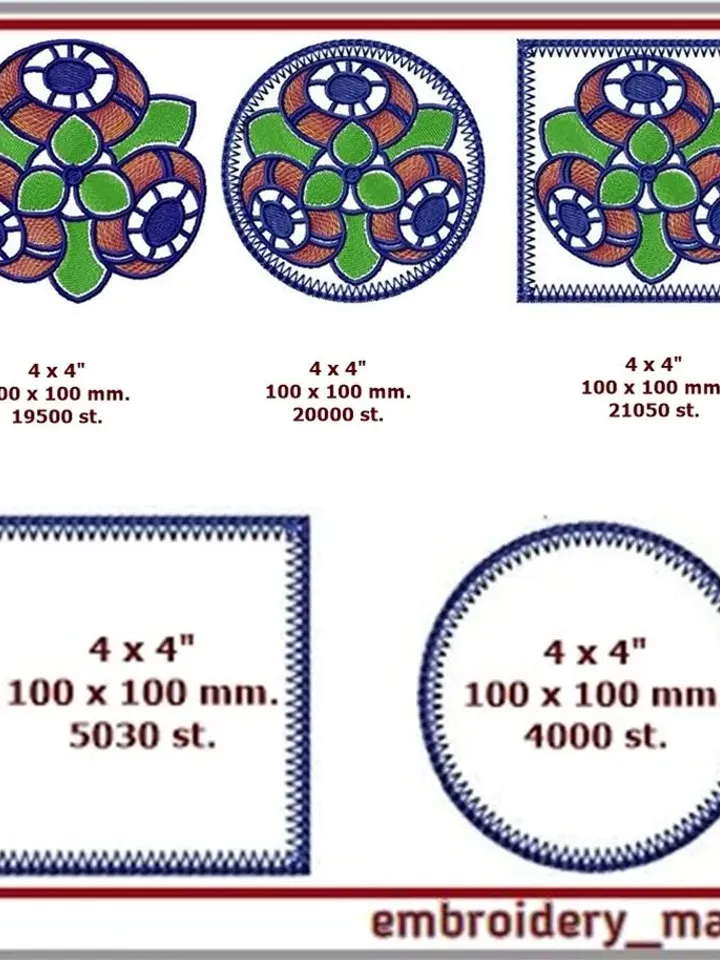 Set 2 for patchwork with flower Machine Embroidery design