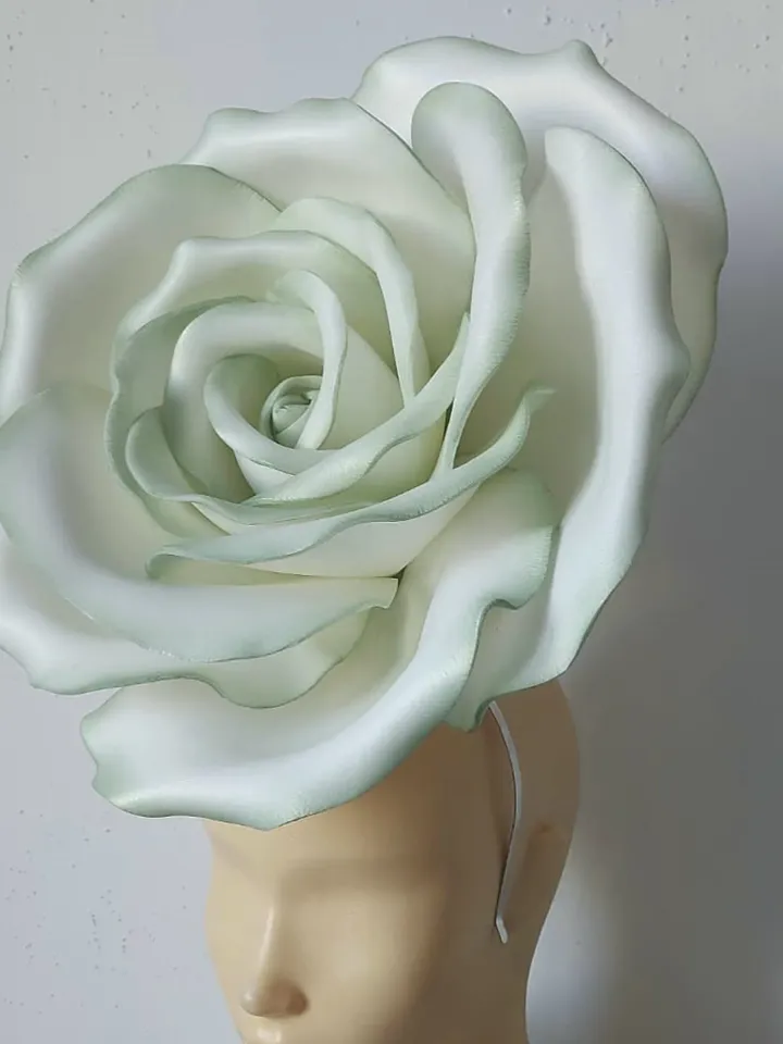 Giant rose fascinator, Wedding Floral headdress, Bridal headband bloom headpiece Bride hairband Garden party