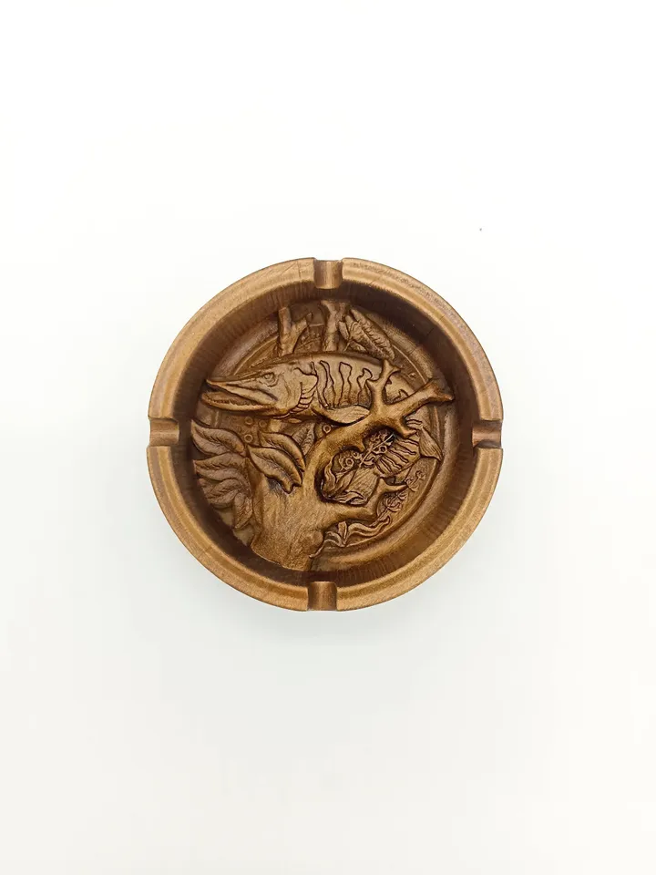 Ashtray fish, fisherman gift, personalized fisherman, Wooden wall art, fisherman print, vintage ashtray, Wall Wooden bike, Biker Home Decor