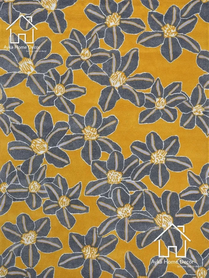 Ayka Kiki Hand Tufted 100% Pure Woolen Area Rug For Hall Kitchen Living Room Bed Room Dining Room Kids Room Carpet Flower Rugs Christmas Rug