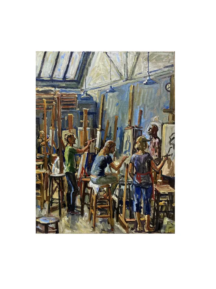 Large Original Studio Interior Painting - Morning Light/Art Students League New York - 22x28 Oil on Linen, Signed American Realist Fine Art