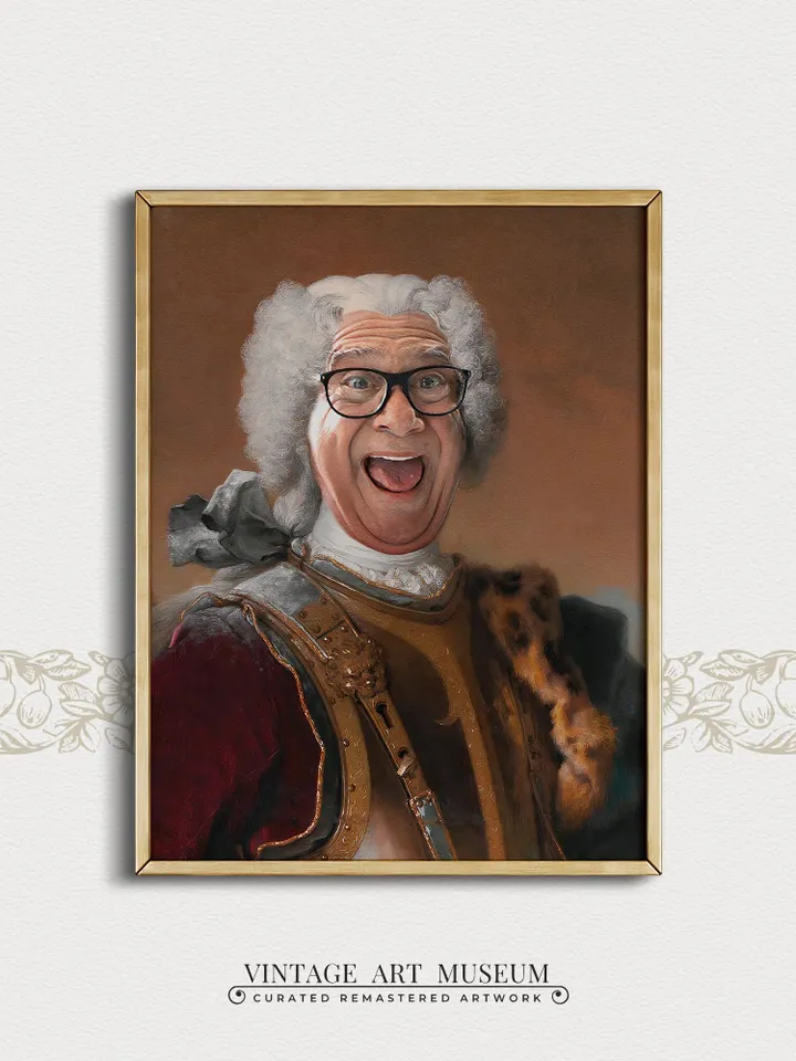 Large Danny DeVito Vintage Funny Wall Art PRINTABLE, Art Deco Print Painted Portrait, Downloadable Decor | 160