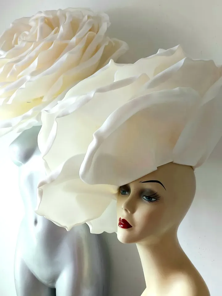 Huge rose statement hat 3 pcs Wedding headdress20" Kentucky Derby Cocktail Occasion headpiece Women Fashion 2024