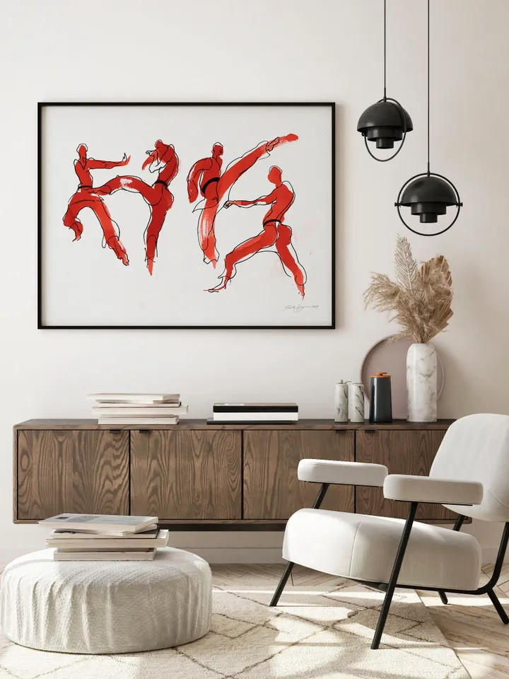 Martial Arts. Original watercolor. Watercolor painting. Karate watercolor.Martial arts watercolor.Figurative art.Huge watercolor.Karate Art