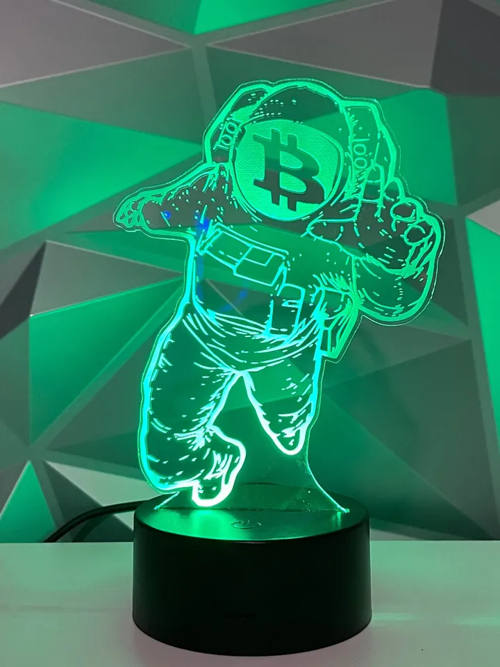 To The Moon Crypto Bitcoin Astronaut Sign RGB Light