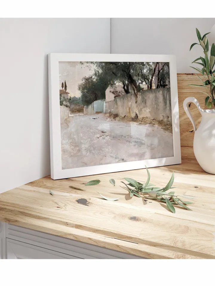 Village Road Painting Vintage Art, Printable Farmhouse Wall Decor, Digital Downloadable | 376