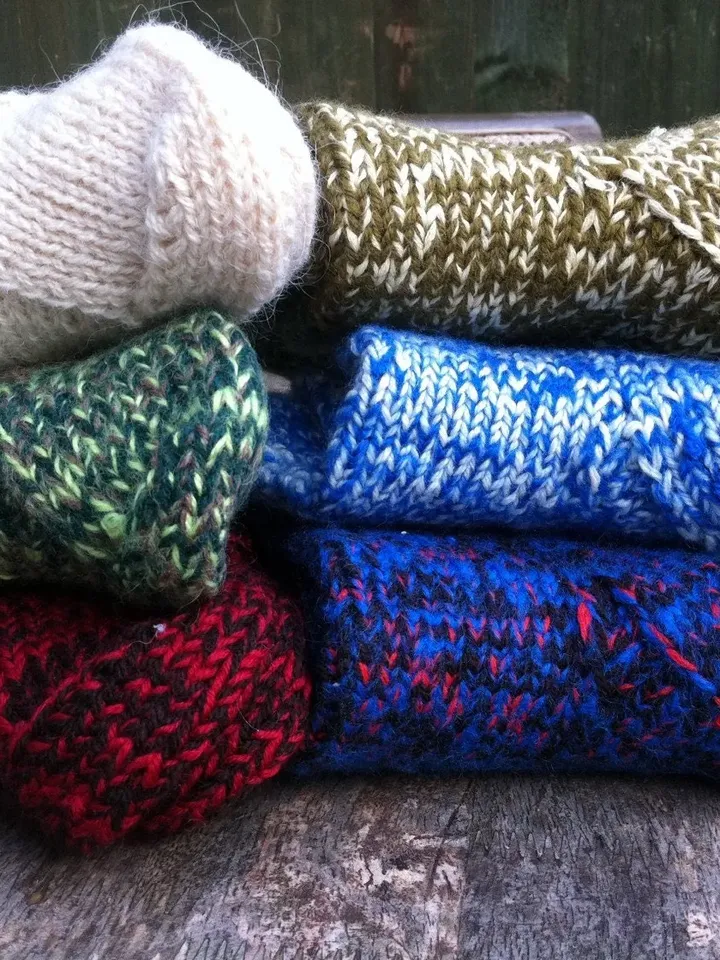Grandmother socks, traditional socks, Knitted socks, socks, unisex socks, red socks, hand knitted socks, colorful socks