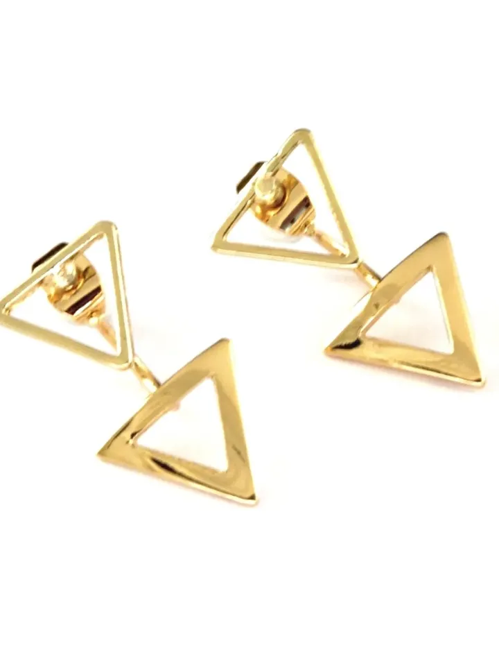 Double Triangle Ear Jackets | Dainty Geometric Studs | Double Triangle Geometric Earrings | Arrowhead Jacket Earrings | Minimal Gift for Her