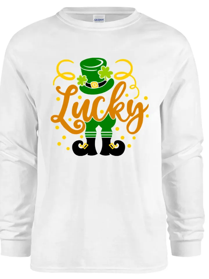 St Patricks Day Lucky Green Shamrock Lucky with Leprechaun Hat digital design Cricut svg dxf eps png ipg pdf, cut file