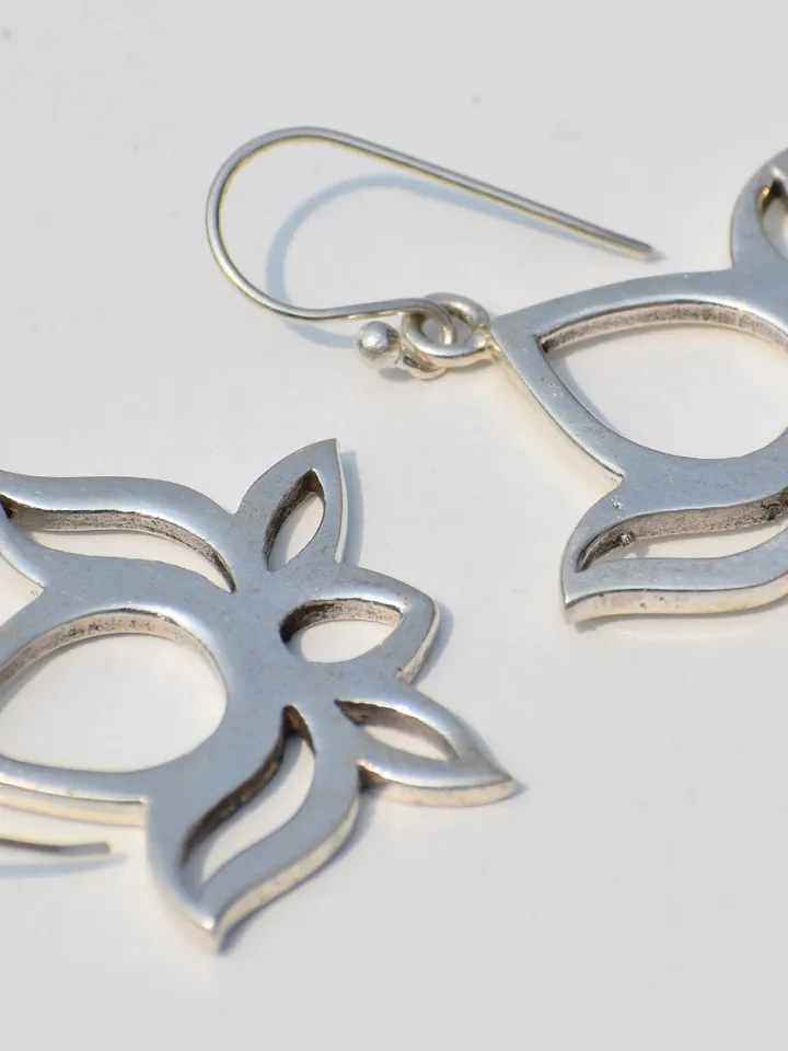 Lotus Flower Earrings, Sterling Silver Earring, Flower Jewelry, Meditation Jewelry, Bohemian Jewelry, Wedding Jewelry, Boho Jewelry, Gift