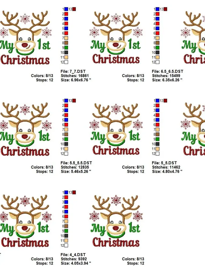 Christmas Deer Reindeer Holiday baby Deer Antlers Christmas Santa Deer with horn Design applique for Machine Embroidery