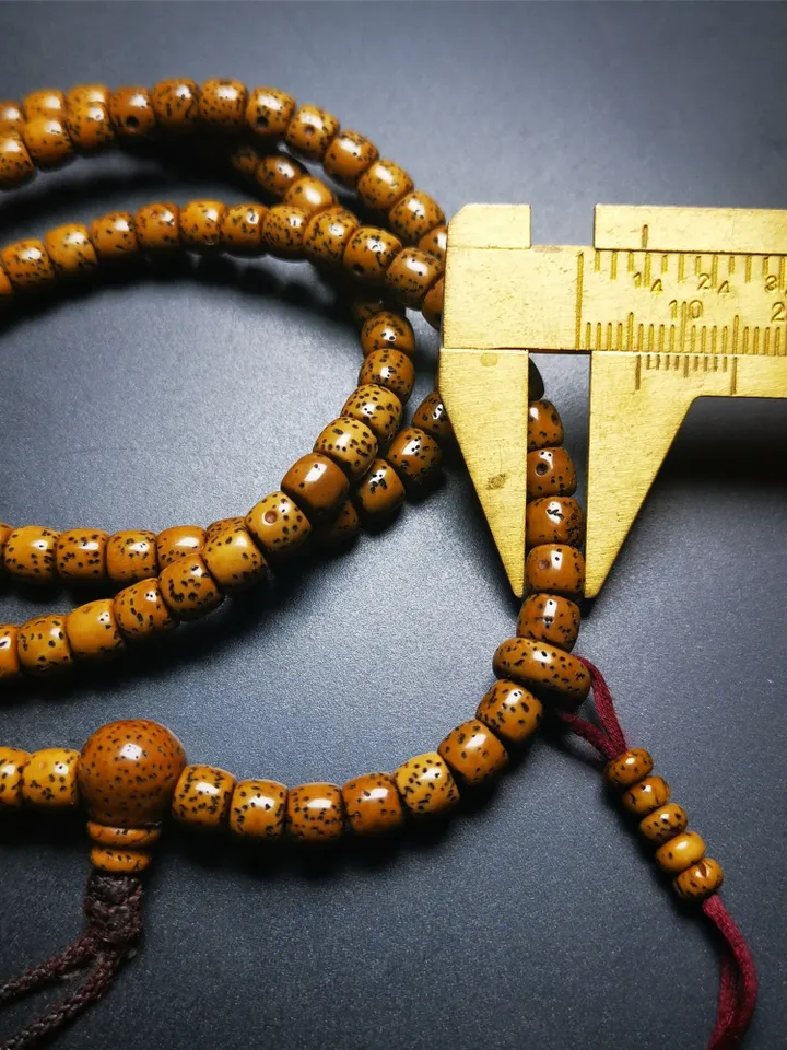 Gandhanra Antique 108 Lotus Seed Mala Beads Necklace,with Bead Counters,6mm Prayer Beads for Women