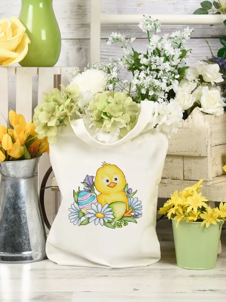Easter Chicken Cross Stitch Pattern PDF, Easter Embroidery Pattern PDF, Modern cross stitch, Pdf Pattern