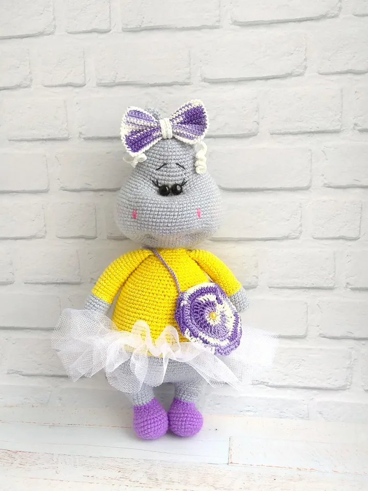 Gray knitted hippo Baby toy Zoo animals Cute hippopotamus Safari nursery decor