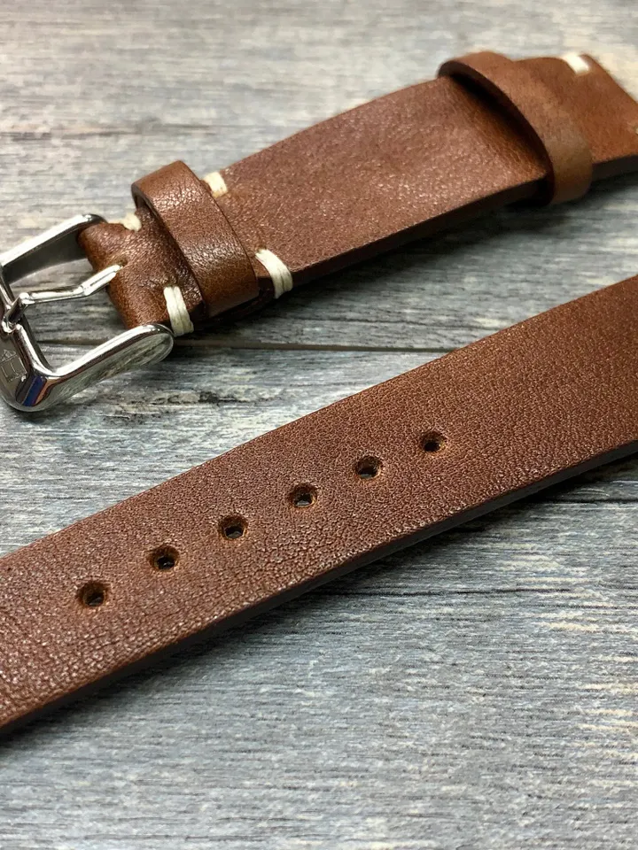 Leather Watch Strap, 20mm mens watch strap, Brown Watch Strap, New Year Gift for husband, Leather watch strap 19mm, Custom Watch band