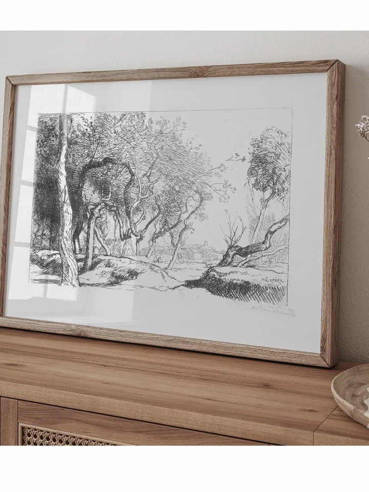 Twisted Tree Vintage Sketch Art Print, Landscape Drawing, Printable Artwork, Wall Decor | 189