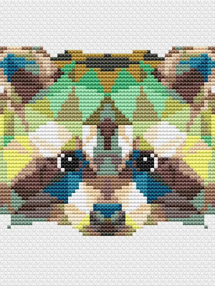 Geometric Raccoon Cross Stitch Pattern PDF, Polygonal animals Xstitch design, Funny cross stitch pattern modern