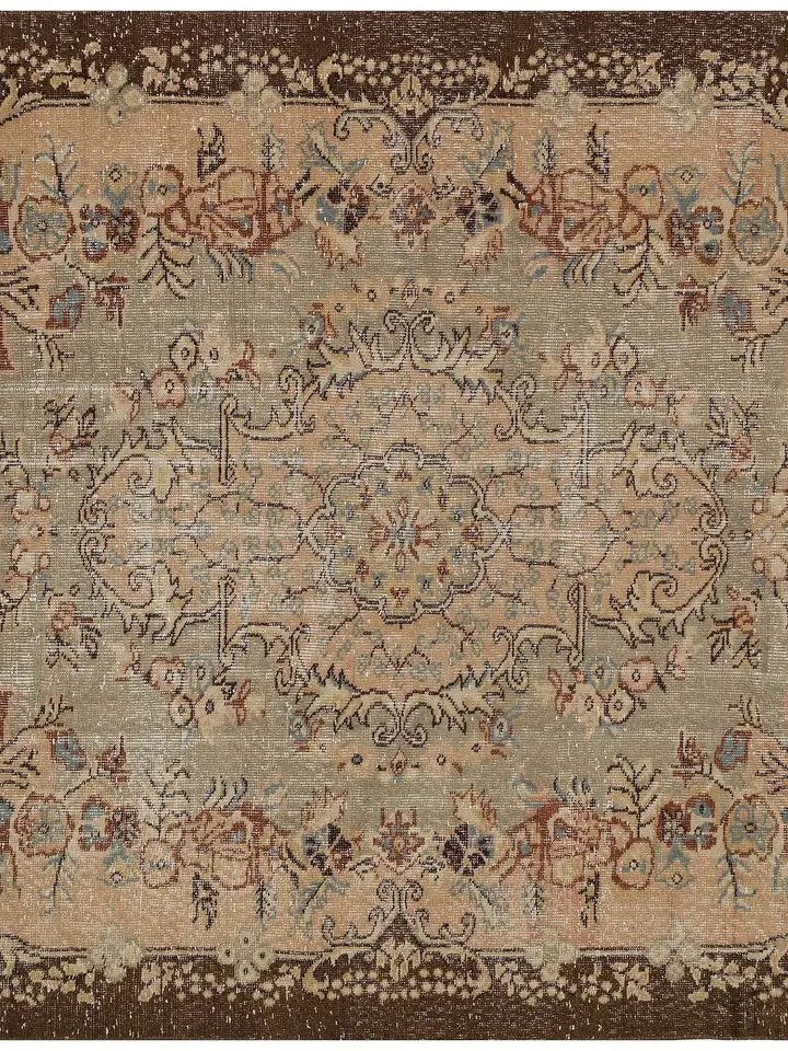 BohoOushak: Natural Turkish Rug for a Bohemian Home Decor, Boho Carpet Style, 188x293cm.