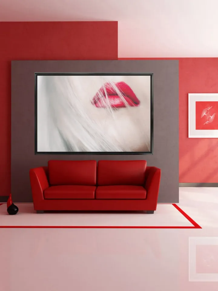 Lip painting Print on Canvas , Floating Frame Option, Modern Wall Art, Extra Large Canvas Wall Art , Valentine's Day, gift. romance.