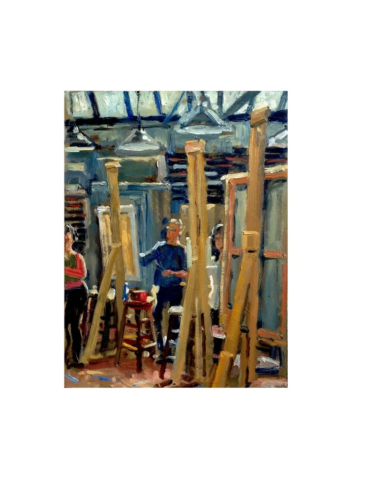 Original Studio Scene - Artists at Work/Art Students League of New York - 9x12 Oil on Panel, Signed Original Oil Painting, American Fine Art
