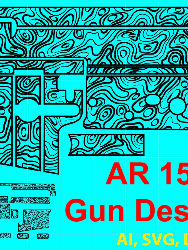 A R 15 Gun Design Custom, Ai, Vector, SVG, DXF, PNG, Digital