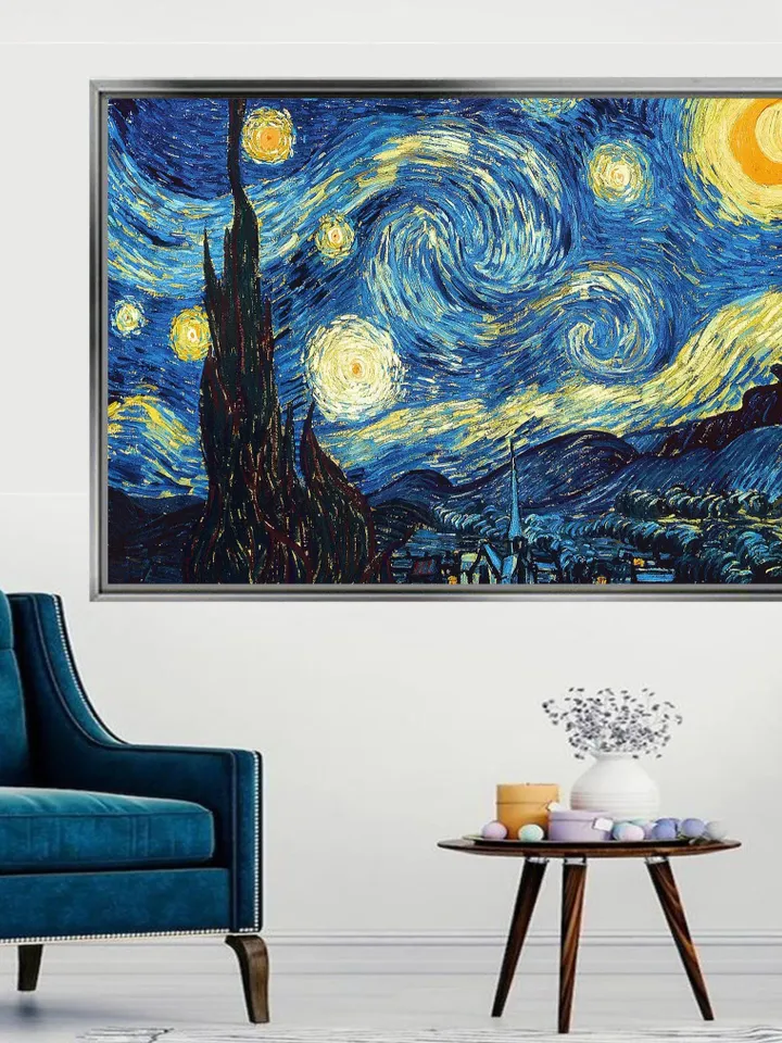 Night stars Print on Canvas , Floating Frame Option, Modern Wall Art, Extra Large Canvas Wall Art